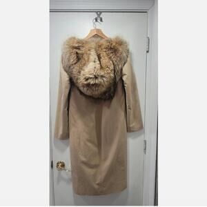 Ralph Lauren Long Fox Fur Hooded Parka Jacket Coat Size 4